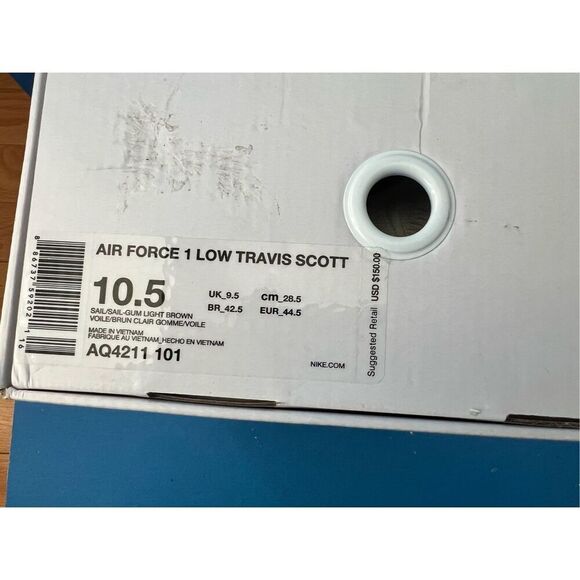 Nike Air Force 1 Travis Scott AQ4211 100 White US 10.5 - Picture 10 of 11